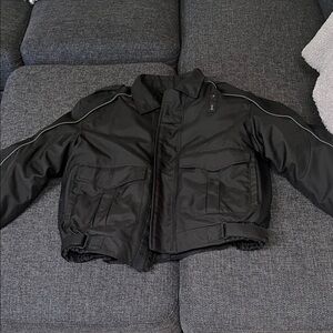Black motorcycle Jacket with Reflective Piping